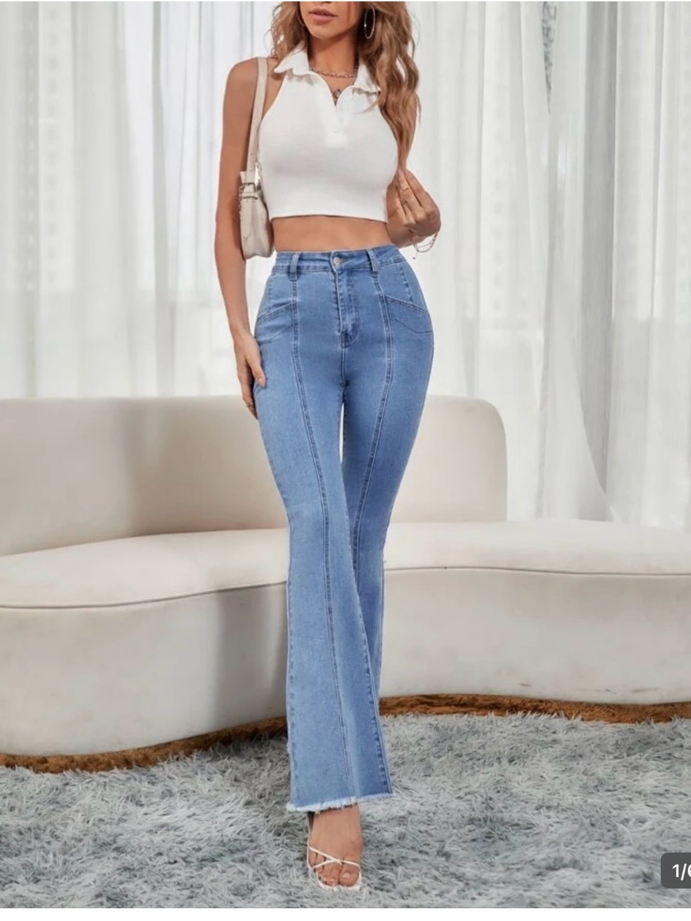 High-Waist Light Blue Flare Jeans - Classic Women's Denim